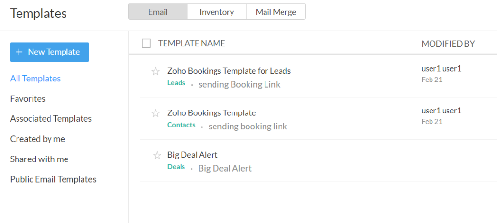 Zoho CRM Templates