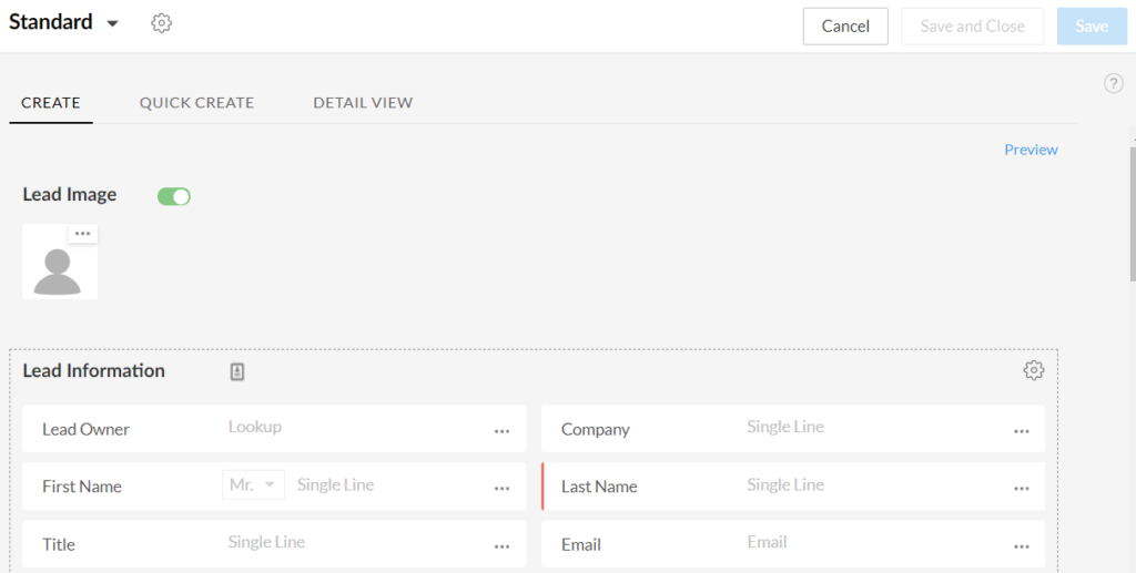 Zoho CRM Customize Leads Module